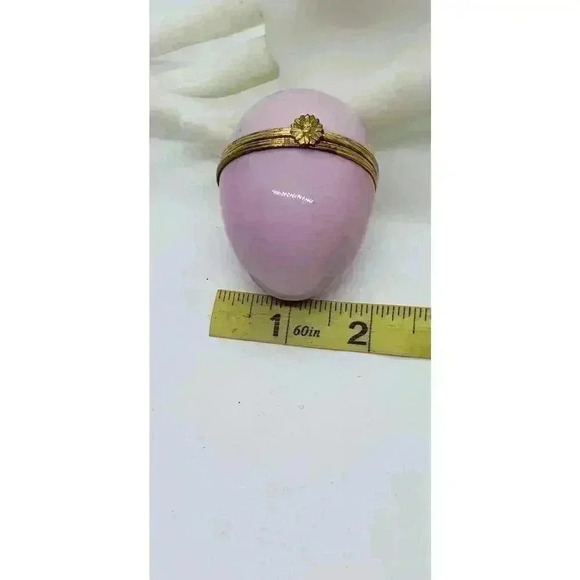 Vintage Limoges France Trinket Box Egg Solid Pink Undecorated Blank 1950 Malbec - Picture 10 of 11